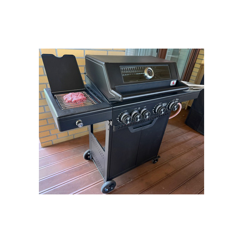 Grill gazowy HEATWAVE 4+1 LED żeliwny ruszt 13.7kW ogrodowy 123,4×49,2×109,4 cm