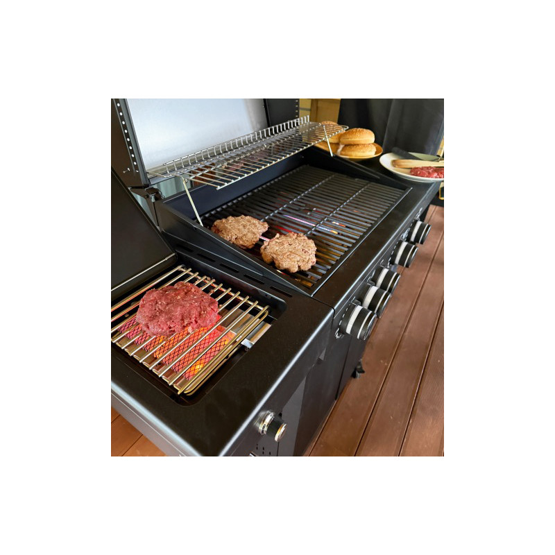 Grill gazowy HEATWAVE 4+1 LED żeliwny ruszt 13.7kW ogrodowy 123,4×49,2×109,4 cm