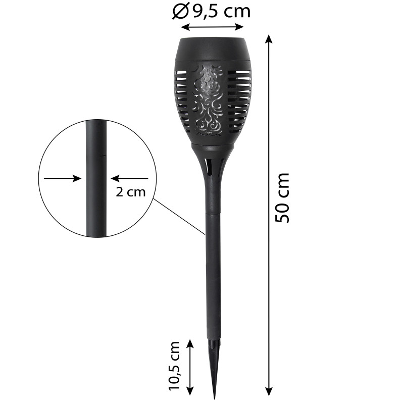Pochodnia solarna 9,5x50cm lampa solarna z efektem płomienia