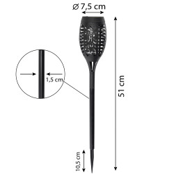 Pochodnia solarna mała 7,5x51cm lampa solarna z efektem płomienia- 3 sztuki