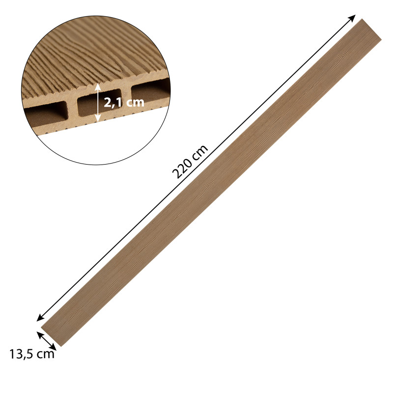 Deska tarasowa WPC 13,5x2,1x220 cm TEAK podest tarasowy