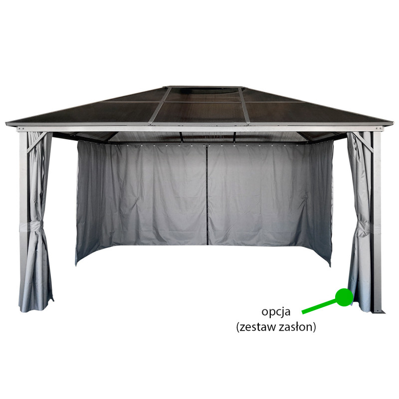 Pawilon ogrodowy Altana 3x4m pergola szara z poliwęglanowym dachem 12mkw