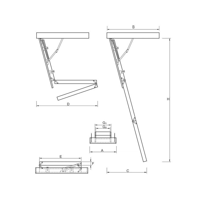Drewniane schody strychowe GREENLINE 120x60 32mm