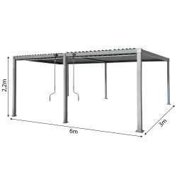 Pergola ogrodowa multiklimatyczna 3x6 z regulowanym stalowym dachem 18mkw