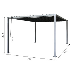 Pergola ogrodowa multiklimatyczna 3x3 z regulowanym stalowym dachem 9mkw
