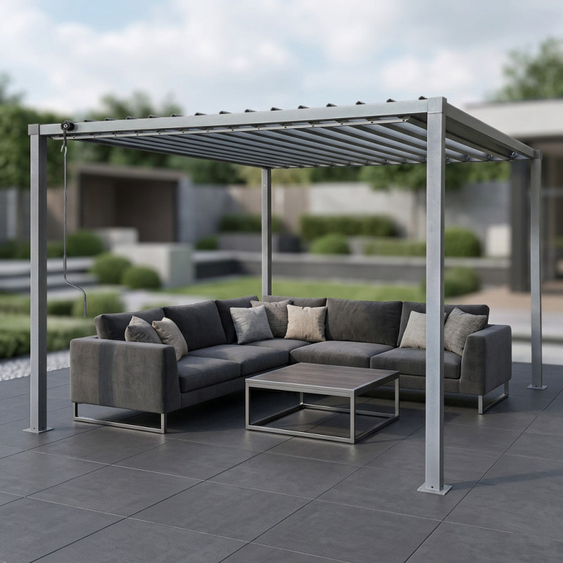 Pergola ogrodowa multiklimatyczna 3x3 z regulowanym stalowym dachem 9mkw