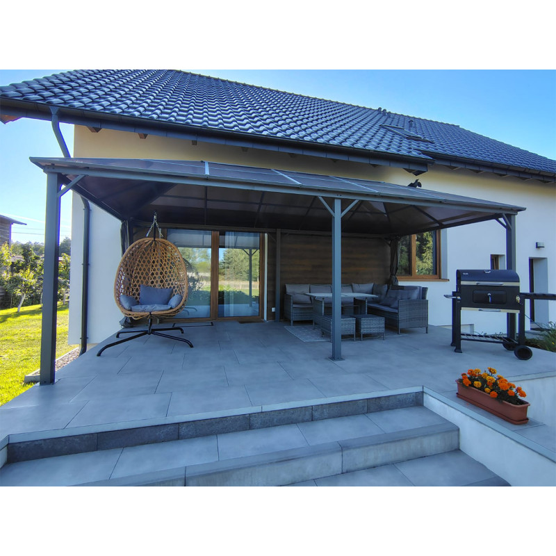 Pawilon ogrodowy z zasłonami 3x6 Altana pergola z poliwęglanowym dachem 18mkw