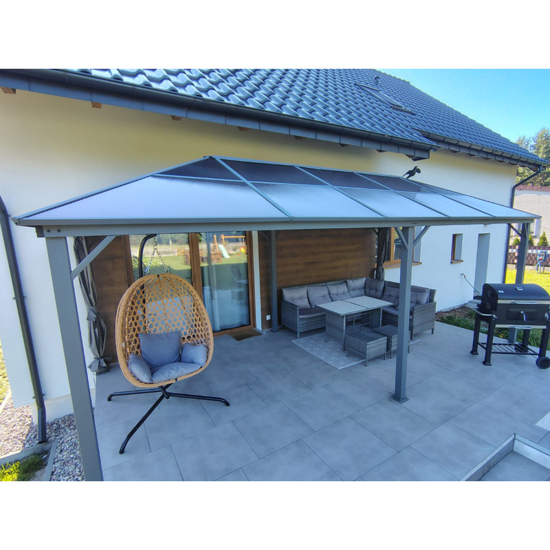 Pawilon ogrodowy z zasłonami 3x6 Altana pergola z poliwęglanowym dachem 18mkw