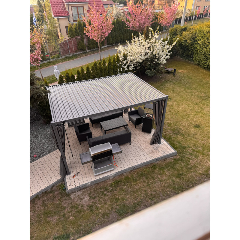 Pergola ogrodowa multiklimatyczna 3x4 z regulowanym stalowym dachem 12mkw