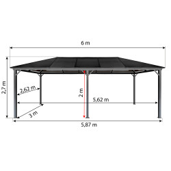 Pawilon ogrodowy 3x6 Altana pergola szara z poliwęglanowym dachem 18mkw