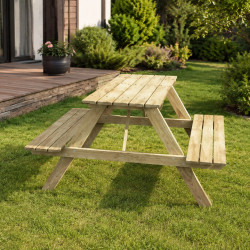 Drewniany stół z ławkami zestaw piknikowy meble ogrodowe 150cm