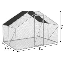 Metalowa Klatka Dla Drobiu Kurnik 3x2x2m 4iQ rurki 19mm