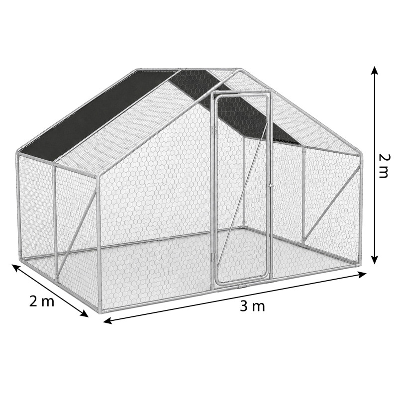 Metalowa Klatka Dla Drobiu Kurnik 3x2x2m 4iQ rurki 19mm