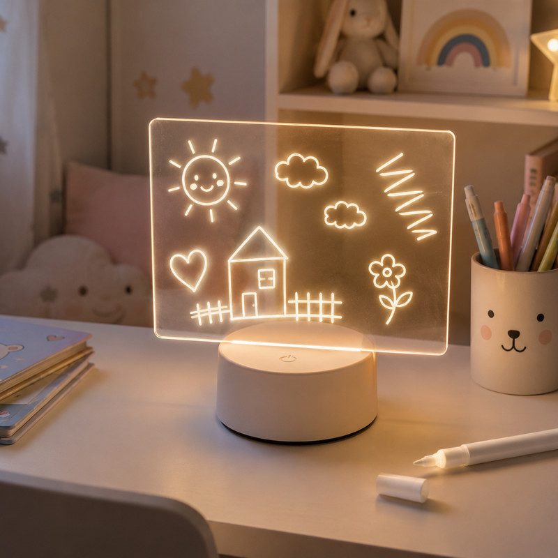 Lampka podświetlana LED z tablicą akrylową do rysowania + pisak