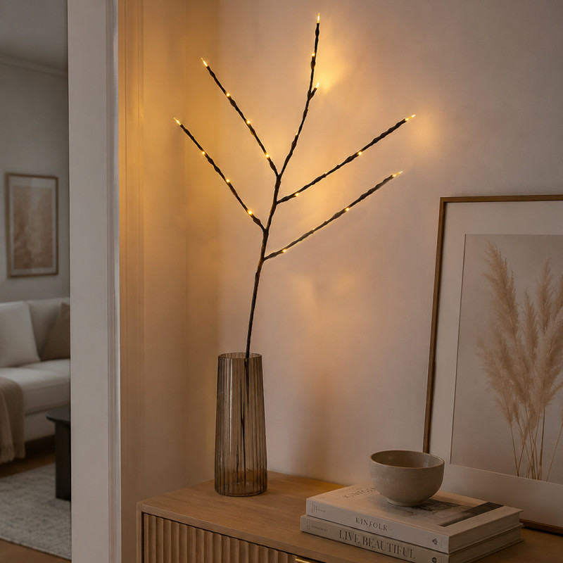 Lampka LED dekoracyjna ZŁOTY KRZEW na baterie - zestaw 2 sztuk