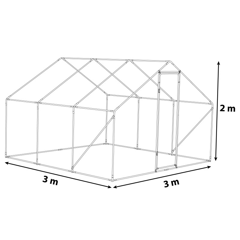 Metalowa Klatka Dla Drobiu Kurnik 3x3x2m 4iQ rurki 19mm