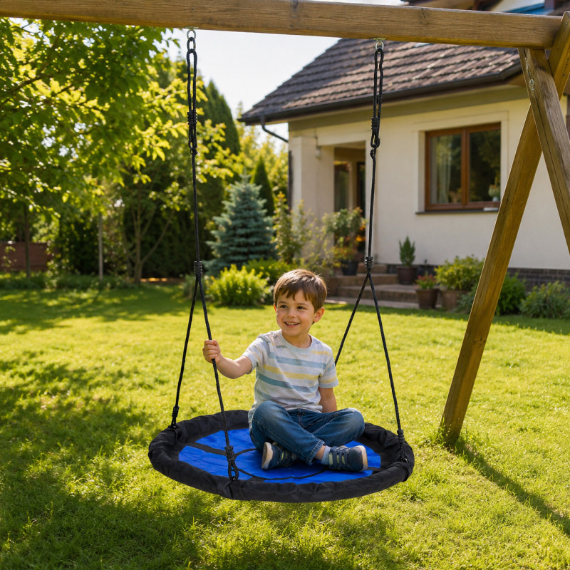 Bocianie Gniazdo Huśtawka z pianką 100 cm Czarno-niebieskie