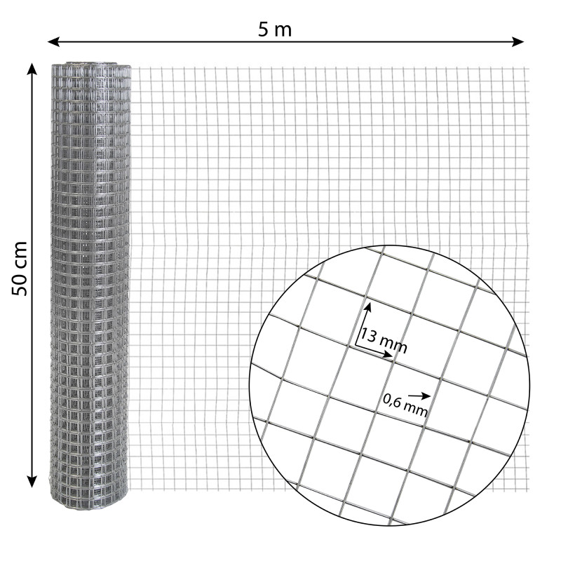 Siatka zgrzewana ocynkowana kratka 0.5x5m ogrodzenie 13x13mm