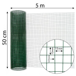 Siatka zgrzewana PCV 0,5x5m ogrodzenie kratka 13x13mm