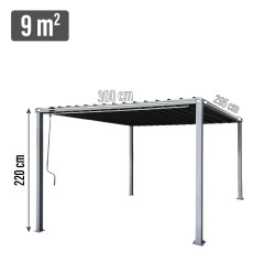 Pergola ogrodowa multiklimatyczna 3x3 z regulowanym stalowym dachem 9mkw
