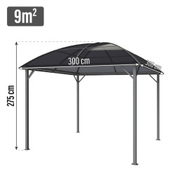 Pawilon ogrodowy z dachem kopułowym 3x3m altana pergola szara 9 mkw