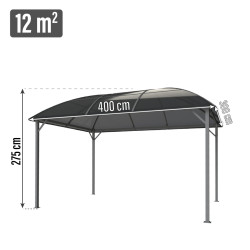 Pawilon ogrodowy z dachem kopułowym 3x4m altana pergola szara 12 mkw