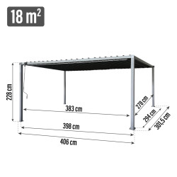 Pergola ogrodowa multiklimatyczna 3x4 z regulowanym stalowym dachem 12mkw