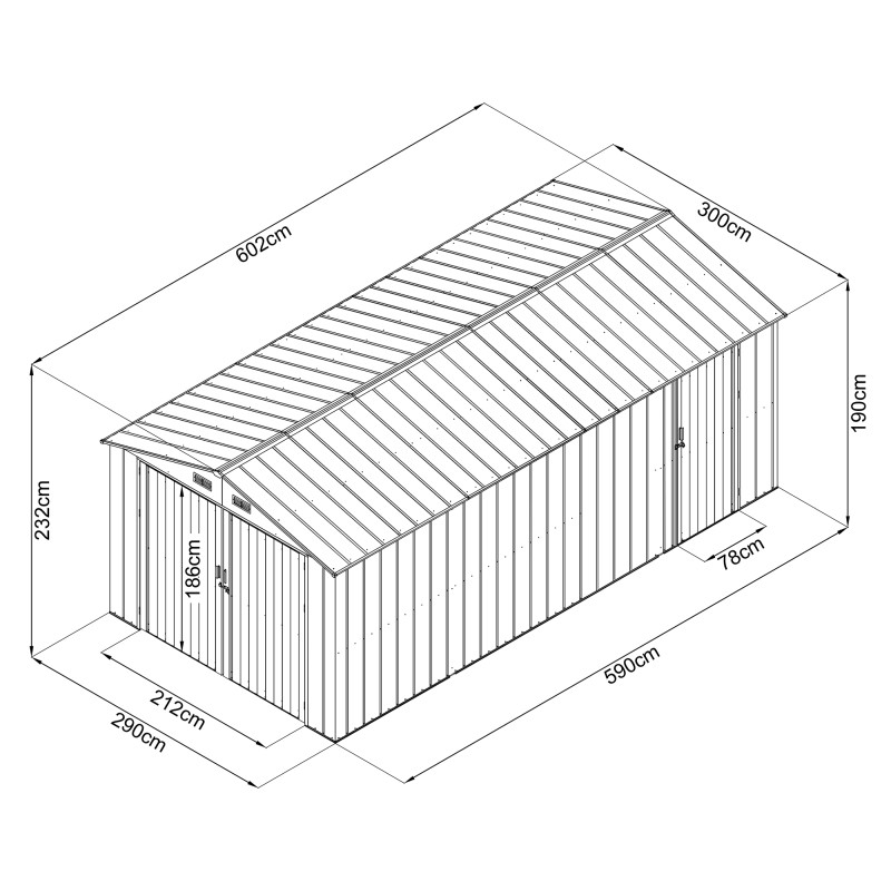 Garaż metalowy 602x300x232 cm narzędziownia 6x3m blaszak 18m2