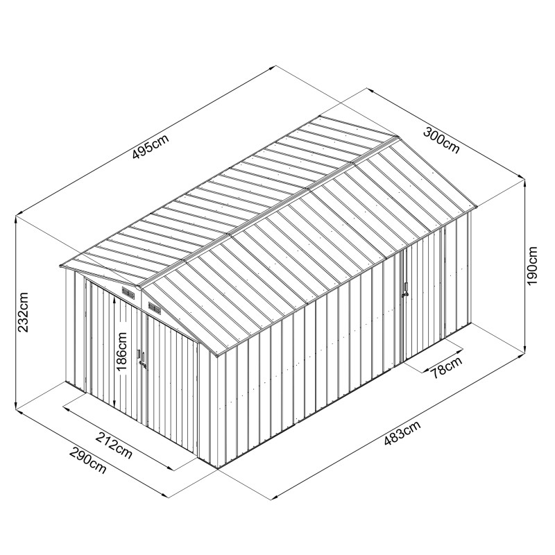 Garaż metalowy 495x300x232 cm narzędziownia 5x3m blaszak 15m2