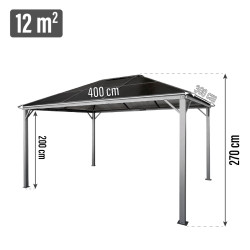 Pawilon ogrodowy Altana 3x4m pergola szara z poliwęglanowym dachem 12mkw