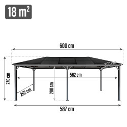 Pawilon ogrodowy 3x6 Altana pergola szara z poliwęglanowym dachem 18mkw