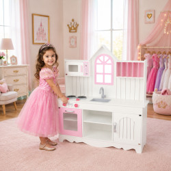 Drewniana kuchnia dla dzieci biało-różowa Adrianna Pink
