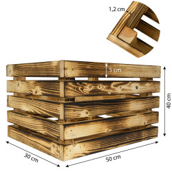 Skrzynka drewniana opalana PREMIUM dekoracyjna 50x40x30 cm