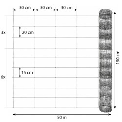 Siatka rolno-leśna druciana 150/10/30 ogrodzenie 50m