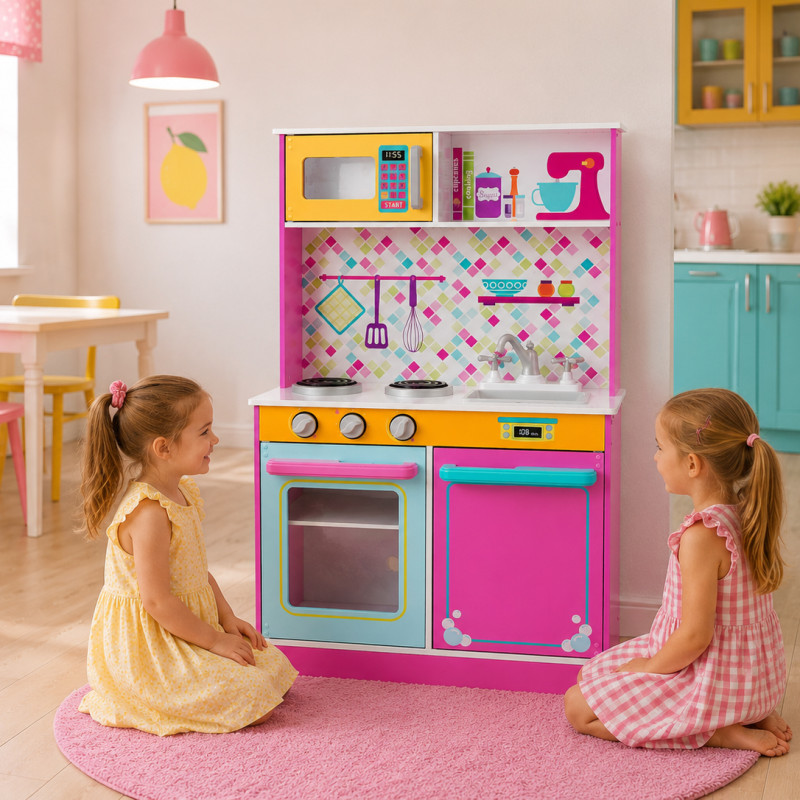 Różowa kuchnia dla dzieci TinyPlayKitchen duża kolorowa