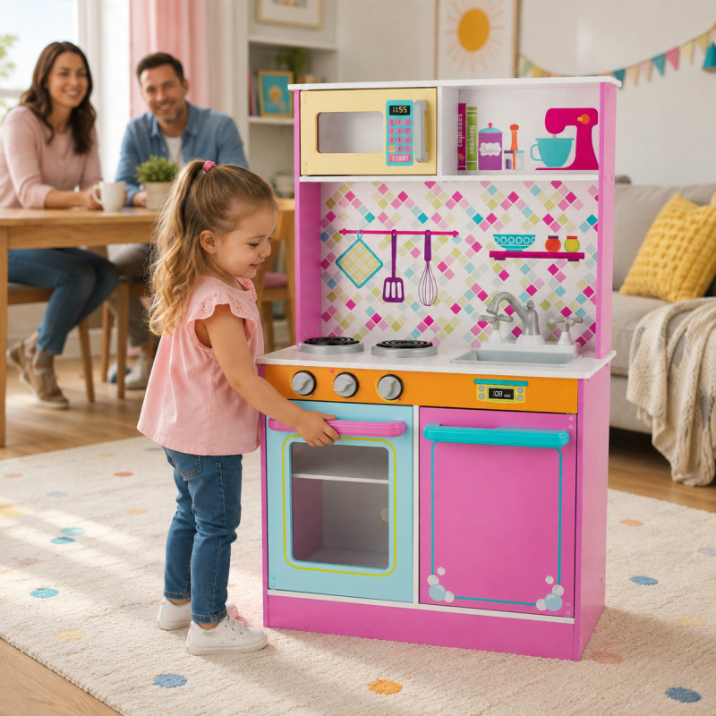 Różowa kuchnia dla dzieci TinyPlayKitchen duża kolorowa