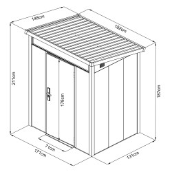 Stalowy domek narzędziowy PREMIUM 182x148x211 cm narzędziownia 2,6m2 blaszak