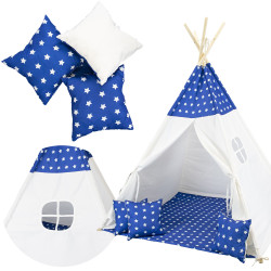 Niebieskie Tipi PREMIUM Dla Dzieci W Gwiazdki Z Poduszkami