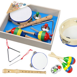 Drewniany Zestaw Instrumentów Muzycznych 5w1 Flet