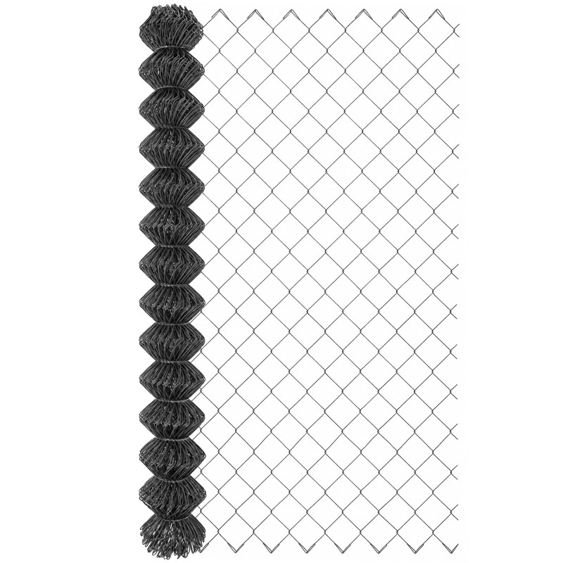 Siatka ogrodzeniowa pleciona antracytowa 1,5x10m drut 2,52 mm oczko 80x80 mm PCV