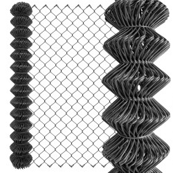 Siatka ogrodzeniowa pleciona antracytowa 1,5x10m drut 3,54 mm oczko 75x75 mm PCV