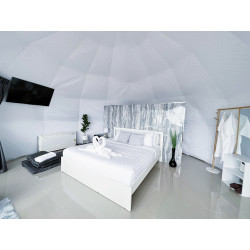 Namiot sferyczny całoroczny kopuła Ø 5m 20mkw drzwi pvc glamping
