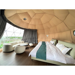 Namiot sferyczny całoroczny kopuła Ø 8m 50mkw drzwi pvc glamping