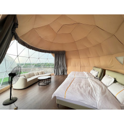 Namiot sferyczny całoroczny kopuła Ø 8m 50mkw drzwi pvc glamping
