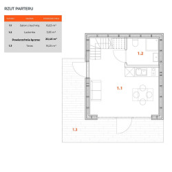 Domek całoroczny CosyWood 26,64 m² + taras 16,25 m² nowoczesny