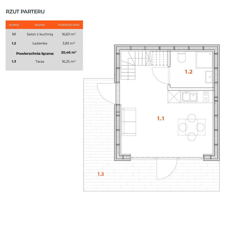 Domek całoroczny CosyWood 26,64 m² + taras 16,25 m² nowoczesny