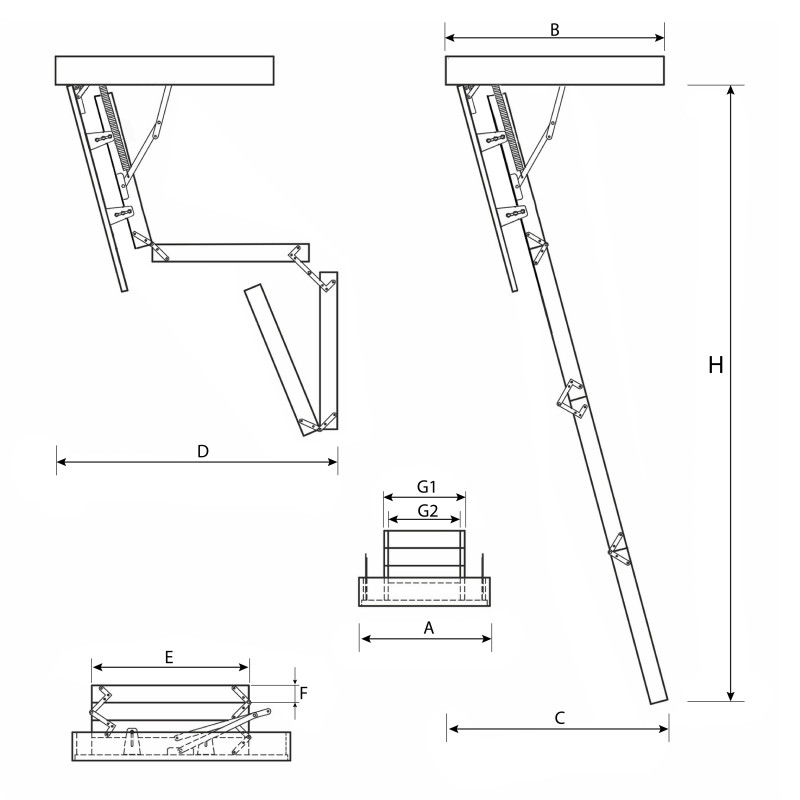 Drewniane Schody Strychowe NORDIC 87mm 90X55 + dodatkowa uszczelka