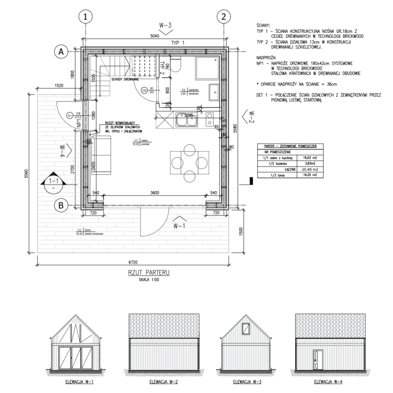 Domek całoroczny CosyWood 26,64 m² + taras 16,25 m² nowoczesny