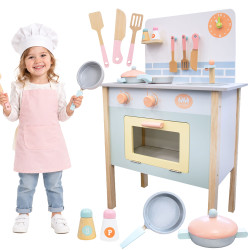 Drewniana kuchnia dla dzieci niebiesko-biała JuniorKitchen