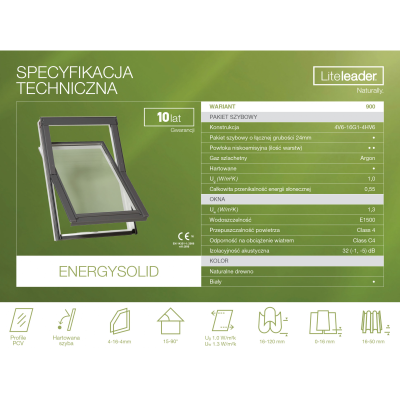 Okno dachowe Liteleader EnergySolid M6A 78x118cm